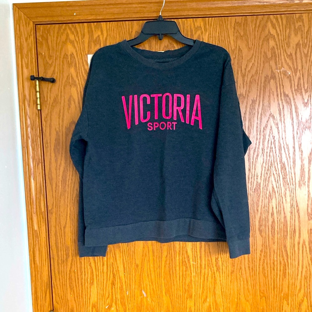 Victoria's Secret Black Sweatshirt with Pink Logo